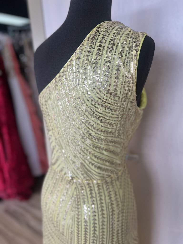 Yellow Sequin One Shoulder Formal 2XL