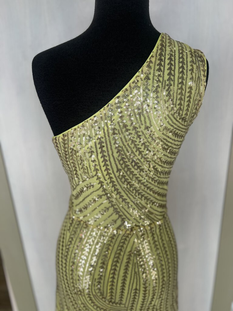 Yellow Sequin One Shoulder Formal 2XL