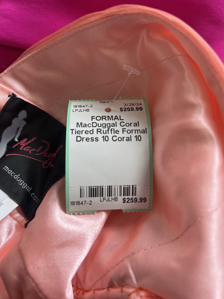 Coral Tiered Ruffle Formal Dress 10