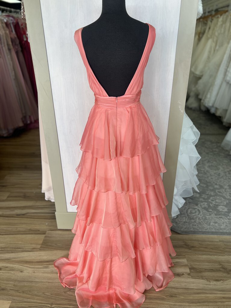 Coral Tiered Ruffle Formal Dress 10