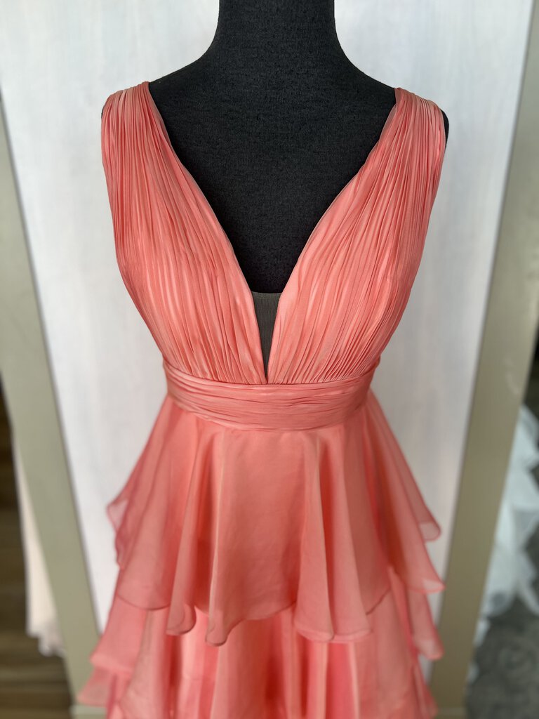Coral Tiered Ruffle Formal Dress 10