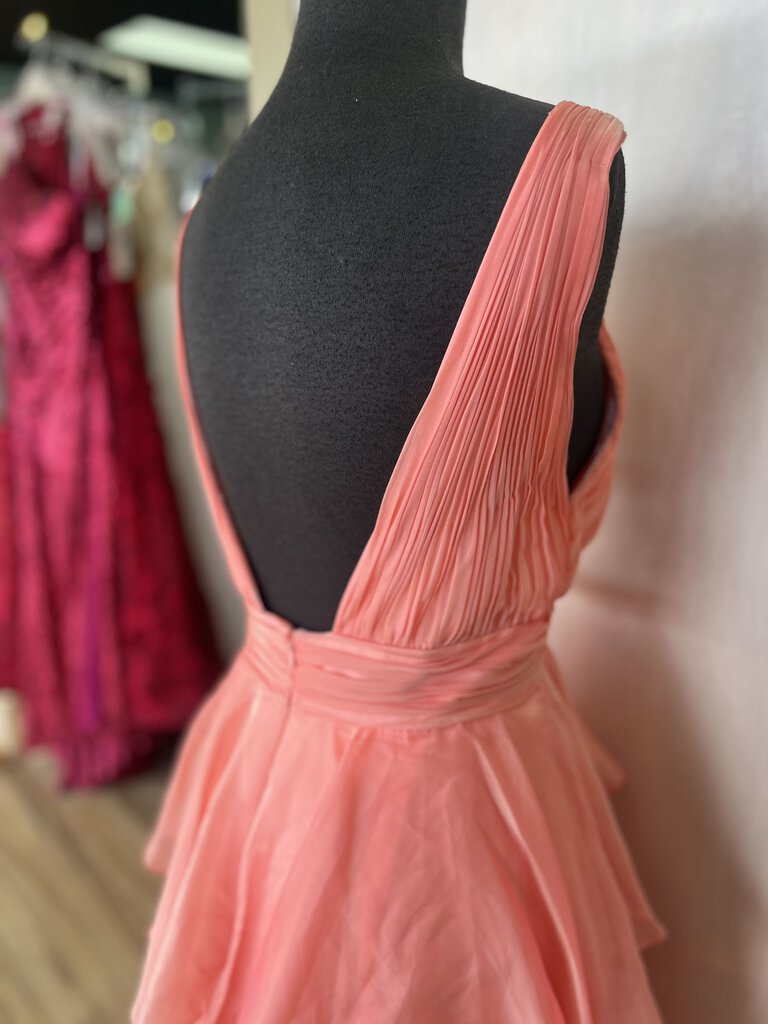 Coral Tiered Ruffle Formal Dress 10