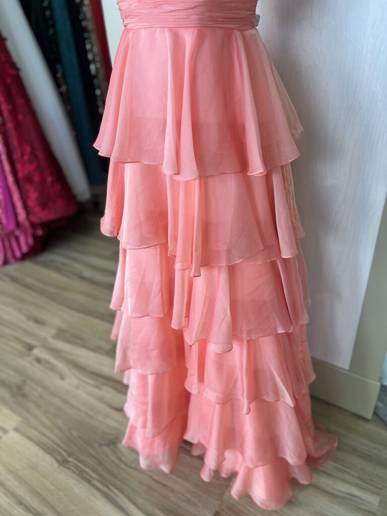 Coral Tiered Ruffle Formal Dress 10