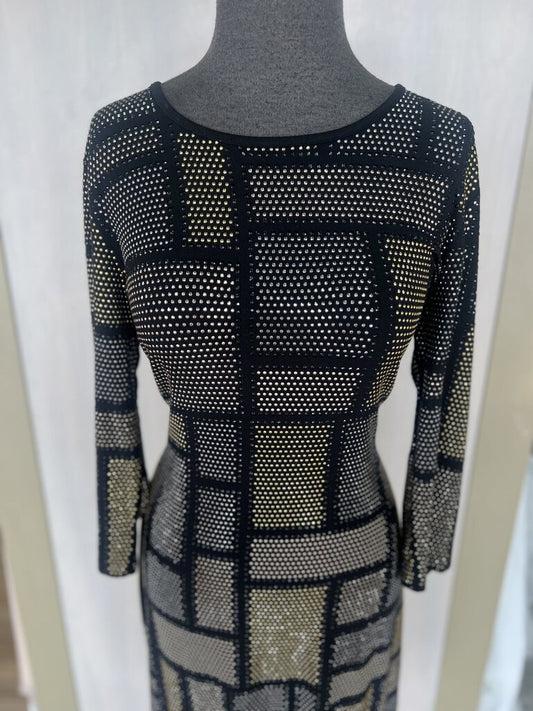 Grayse Geometric Print Longsleeve Dress Large