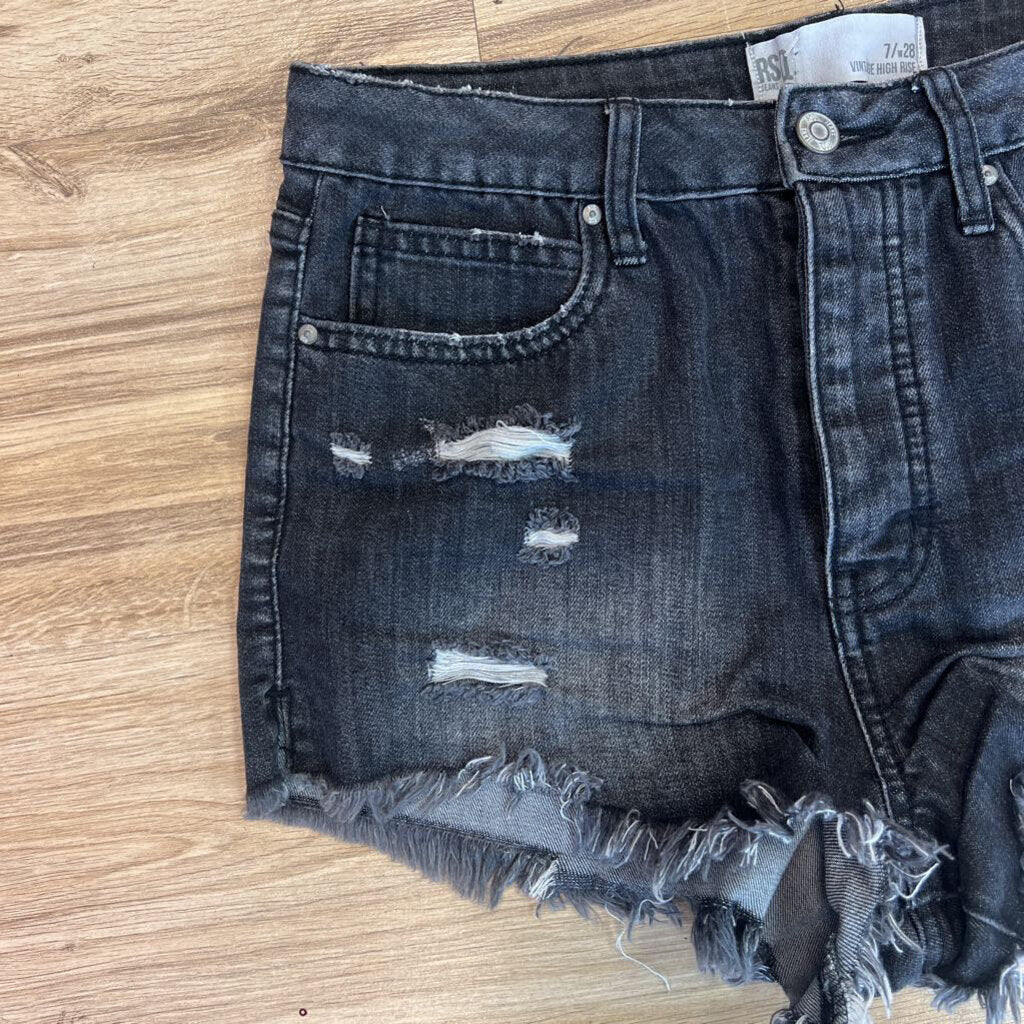 RSQ Dark Grey Distressed Jean Shorts 28