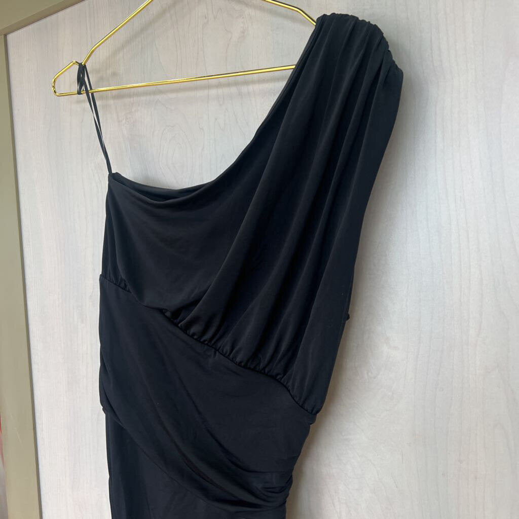 Black One Shoulder Ruched Bodysuit Small