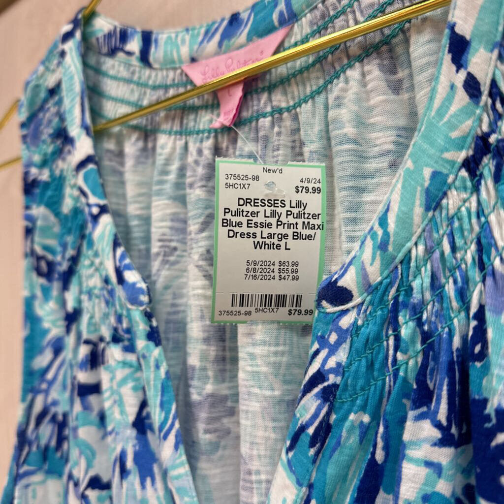 Lilly Pulitzer Blue Essie Print Maxi Dress Large