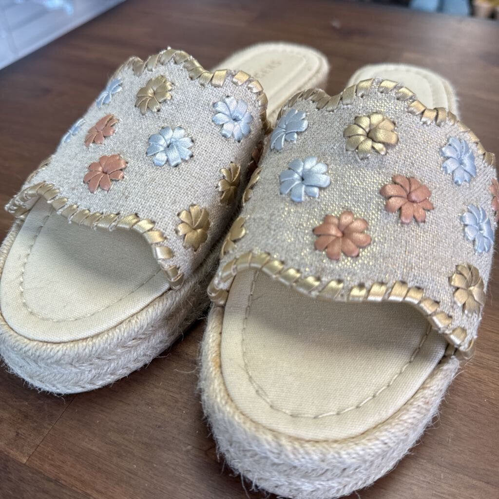 Jack Rogers Espadrille Metallic/Gold Slides 8.5