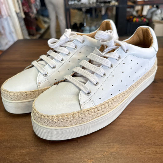 The Flexx White/Woven Platform Sneakers 8.5