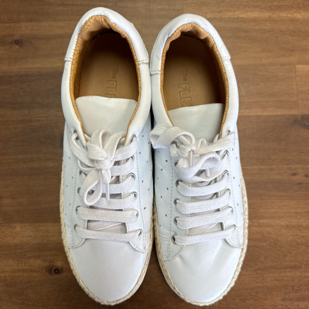 The Flexx White/Woven Platform Sneakers 8.5