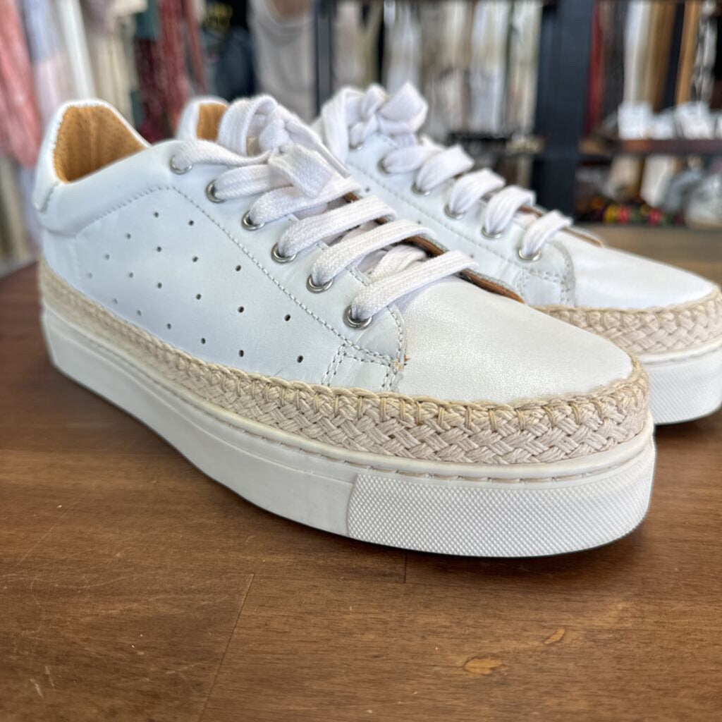 The Flexx White/Woven Platform Sneakers 8.5