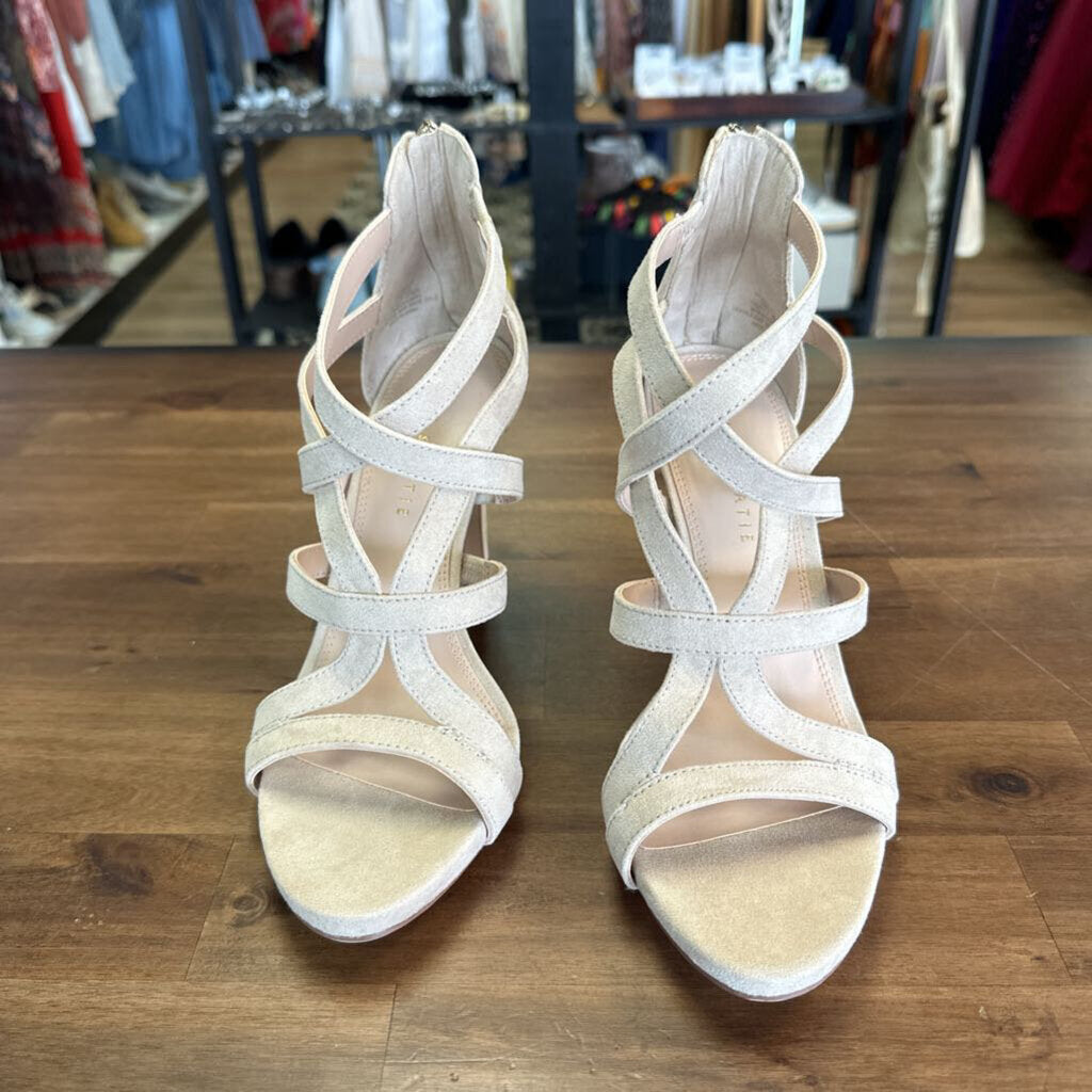 Kelly and Katie Beige Strappy Open Toe Heels 9