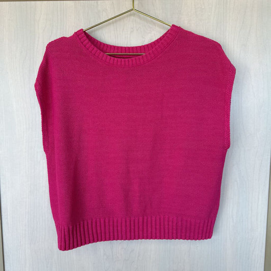 Loft Hot Pink Sleeveless Sweater Top Medium