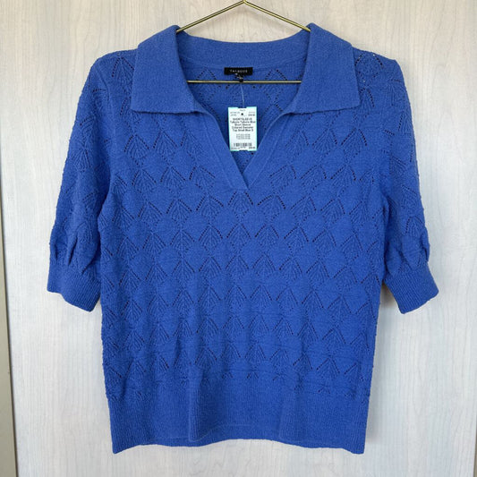 Talbots Blue Short Sleeve Collared Sweater Top Small