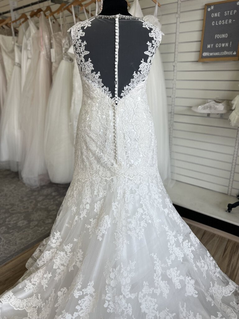 Allure Ivory Fit and Flare Wedding Gown with Illusion Neckline