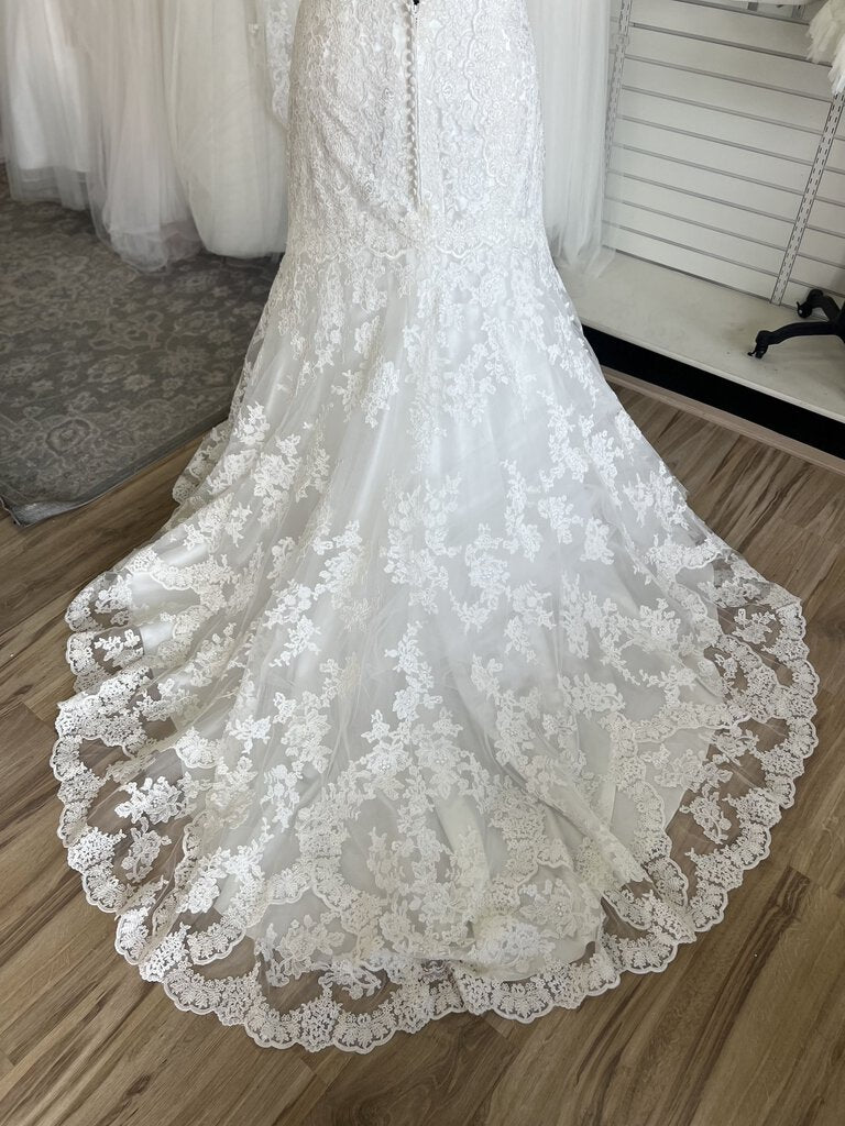 Allure Ivory Fit and Flare Wedding Gown with Illusion Neckline