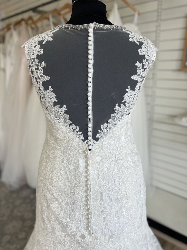 Allure Ivory Fit and Flare Wedding Gown with Illusion Neckline