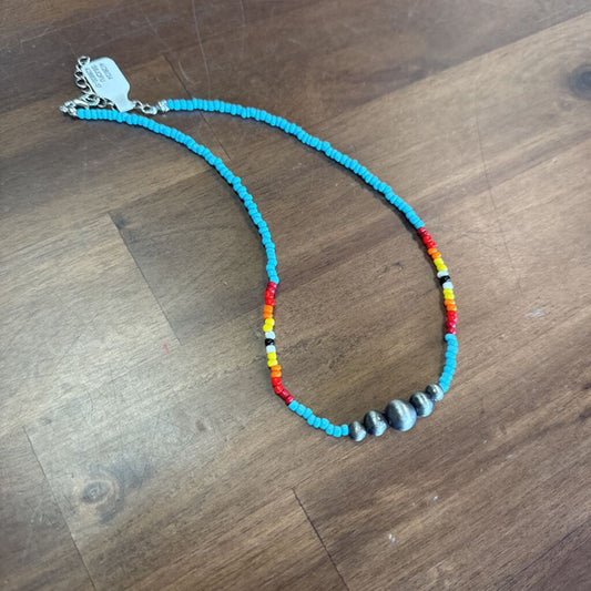 Beaded Blue/Multi Necklace