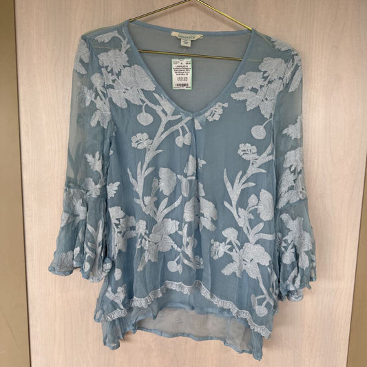 Sundance Embroidered 100% Silk Blouse Extra Small