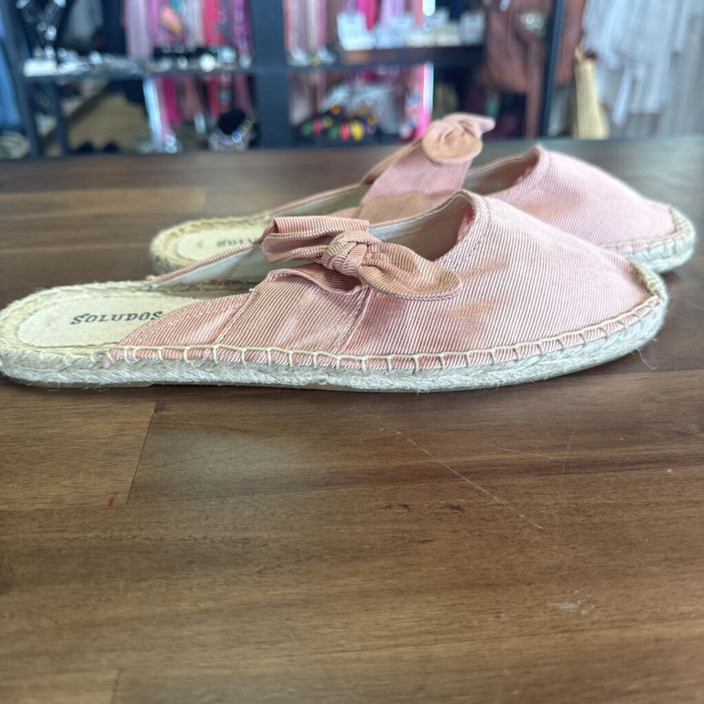 Soludos Pink Slip On Espadrille with Bows 9.0