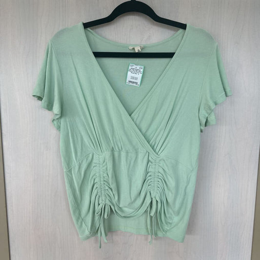 POL Mint Short Sleeve Tie Front Top Small