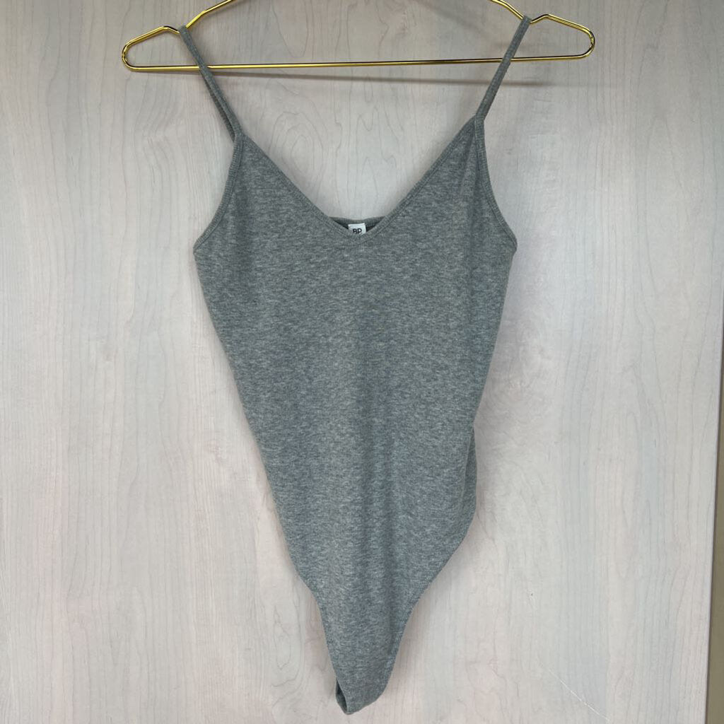 BP Grey Ribbed Tank Bodysuit Small