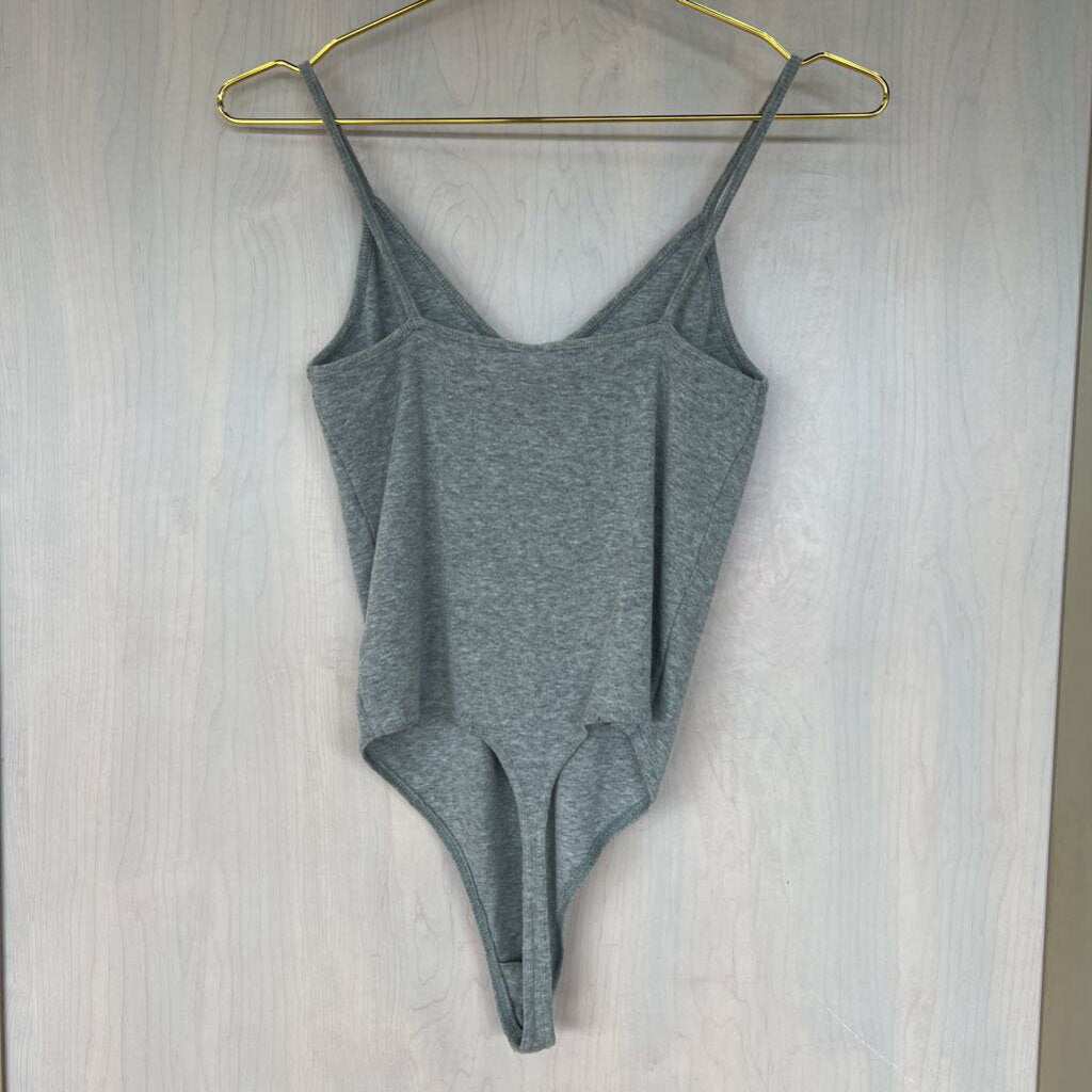 BP Grey Ribbed Tank Bodysuit Small