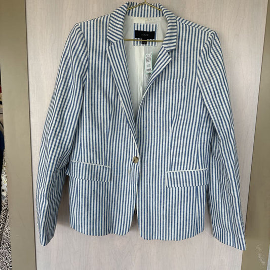 J Crew Blue/ White Striped Blazer 10