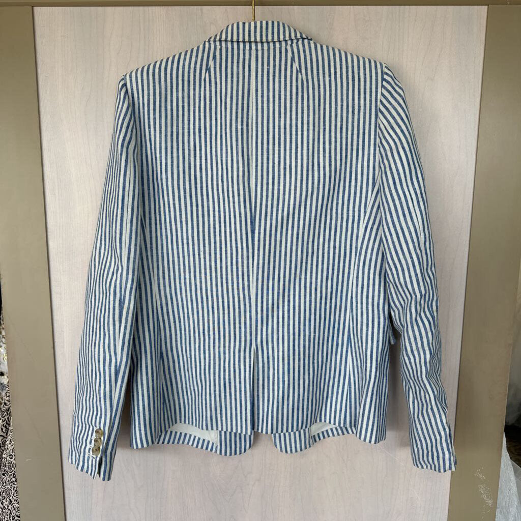 J Crew Blue/ White Striped Blazer 10