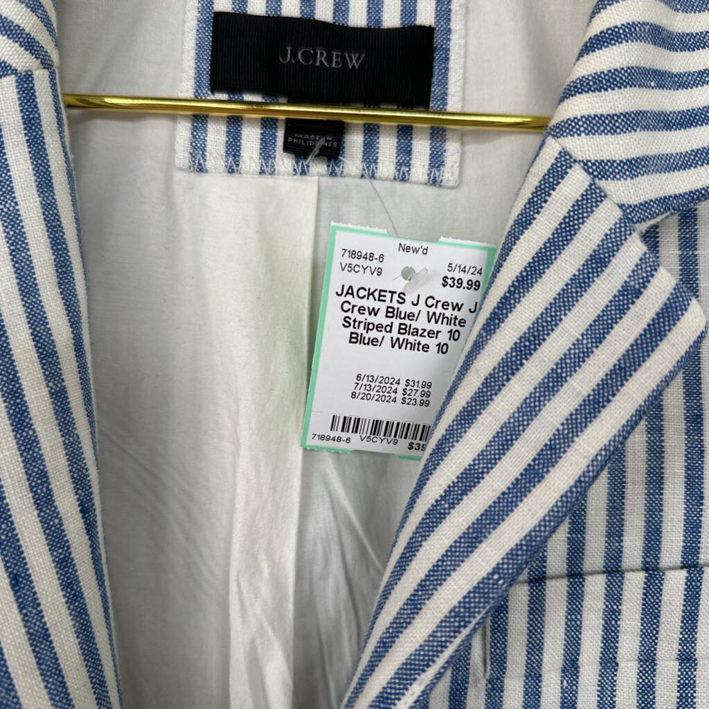 J Crew Blue/ White Striped Blazer 10