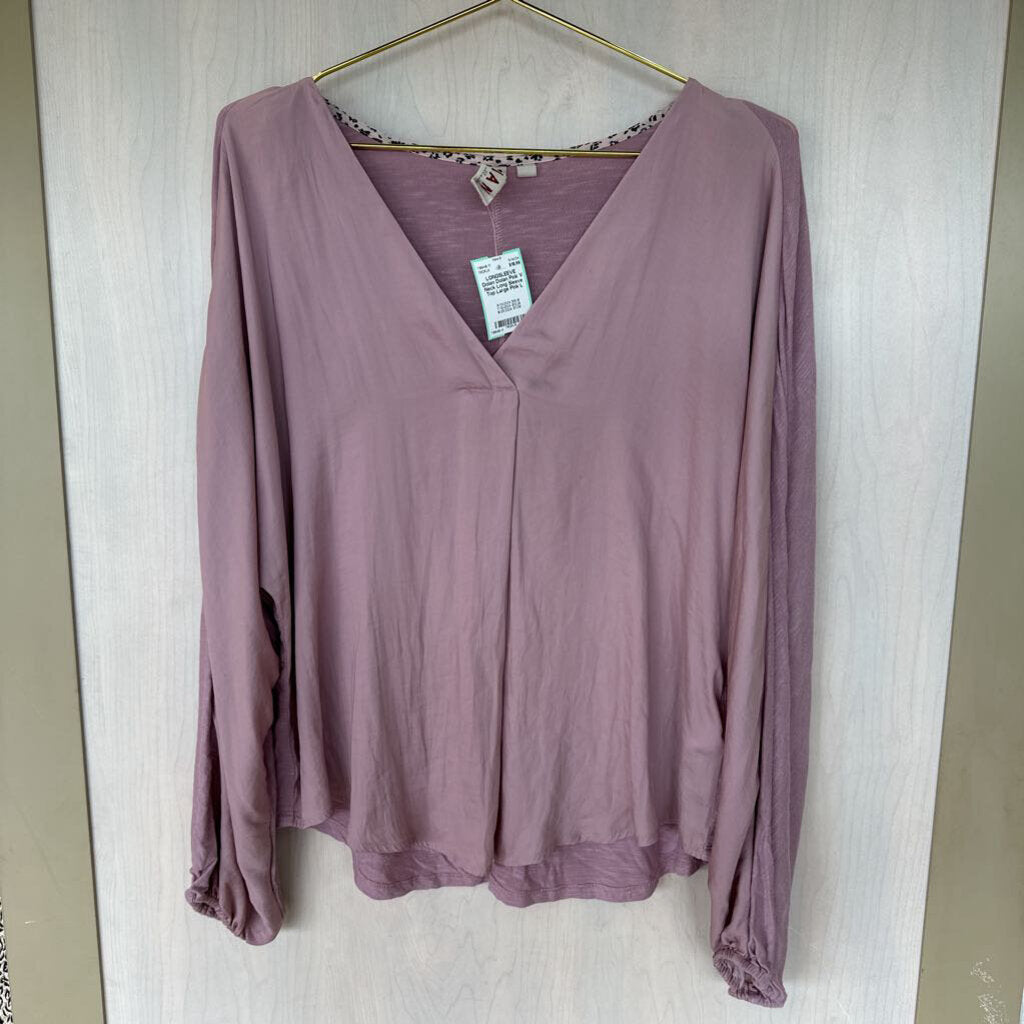 Dolan Pink V Neck Long Sleeve Top Large