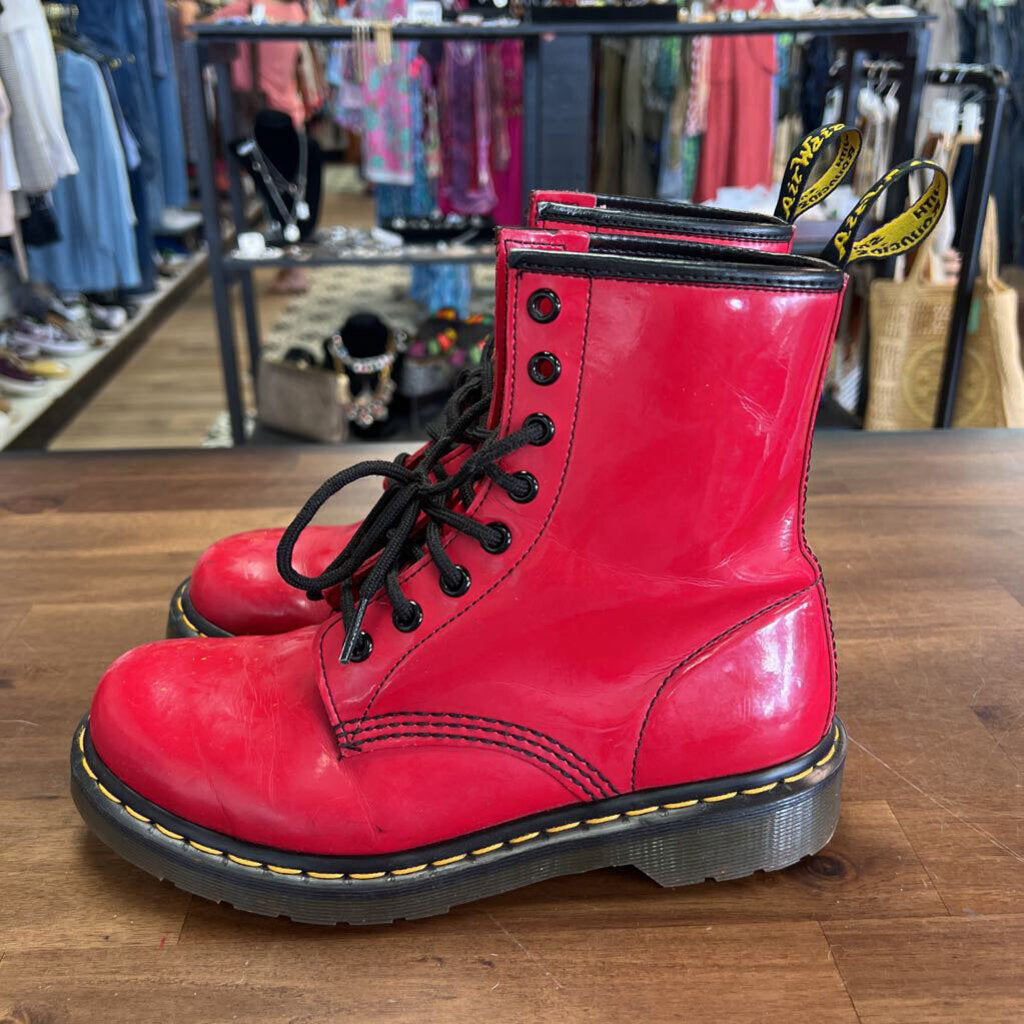 Doc Martens 1460W Patent Red Boots 7.0