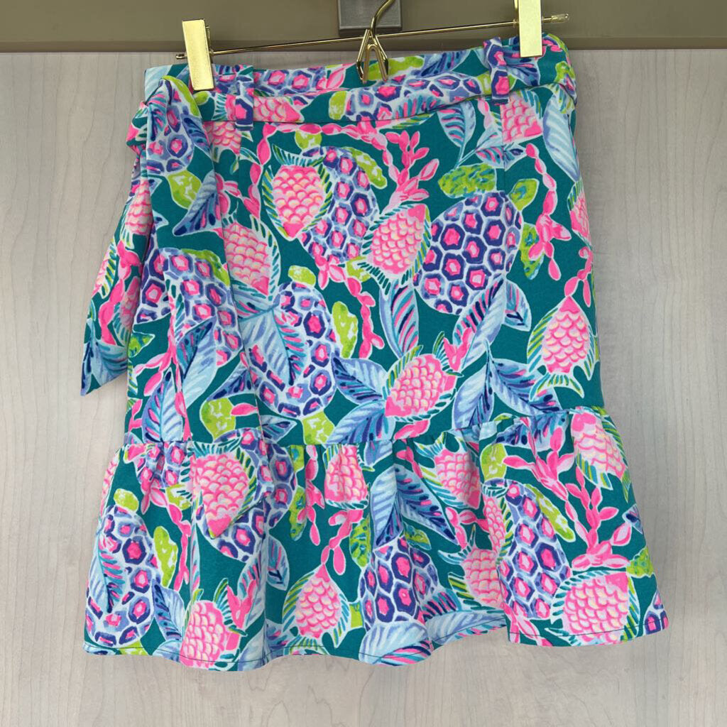 Lilly Pulitzer Maldives Green Turtle Wave Print Skirt 2 NWT