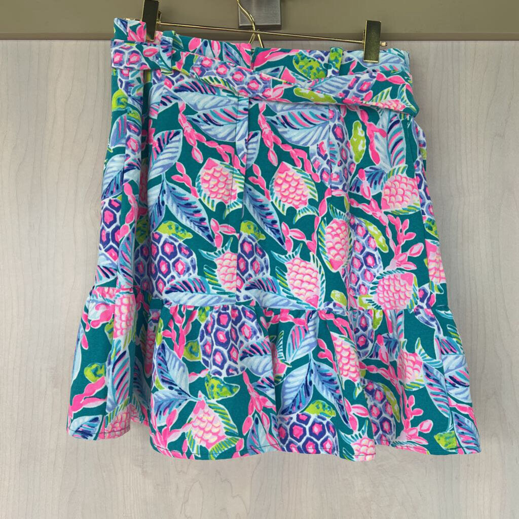 Lilly Pulitzer Maldives Green Turtle Wave Print Skirt 2 NWT