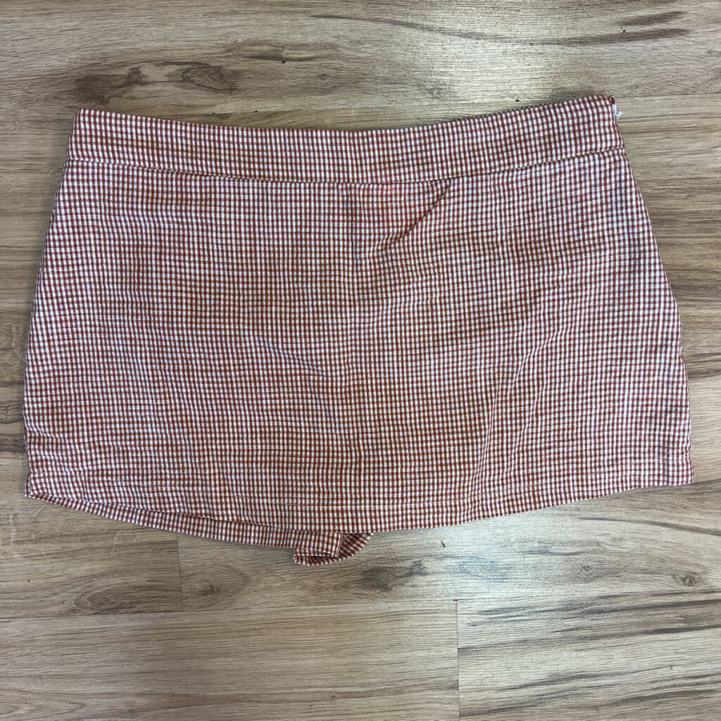 Free People Rust Brown/Cream Plaid Short Skort 8