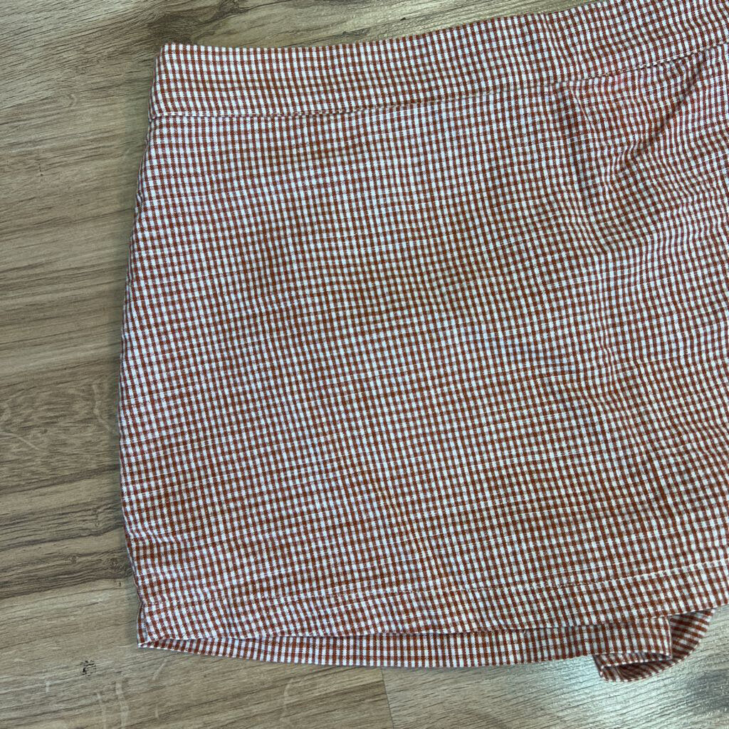 Free People Rust Brown/Cream Plaid Short Skort 8