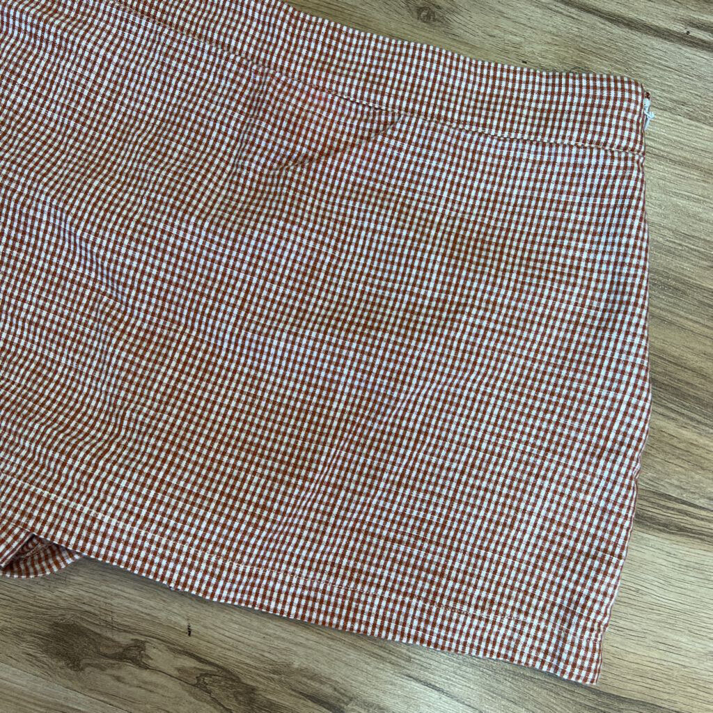 Free People Rust Brown/Cream Plaid Short Skort 8