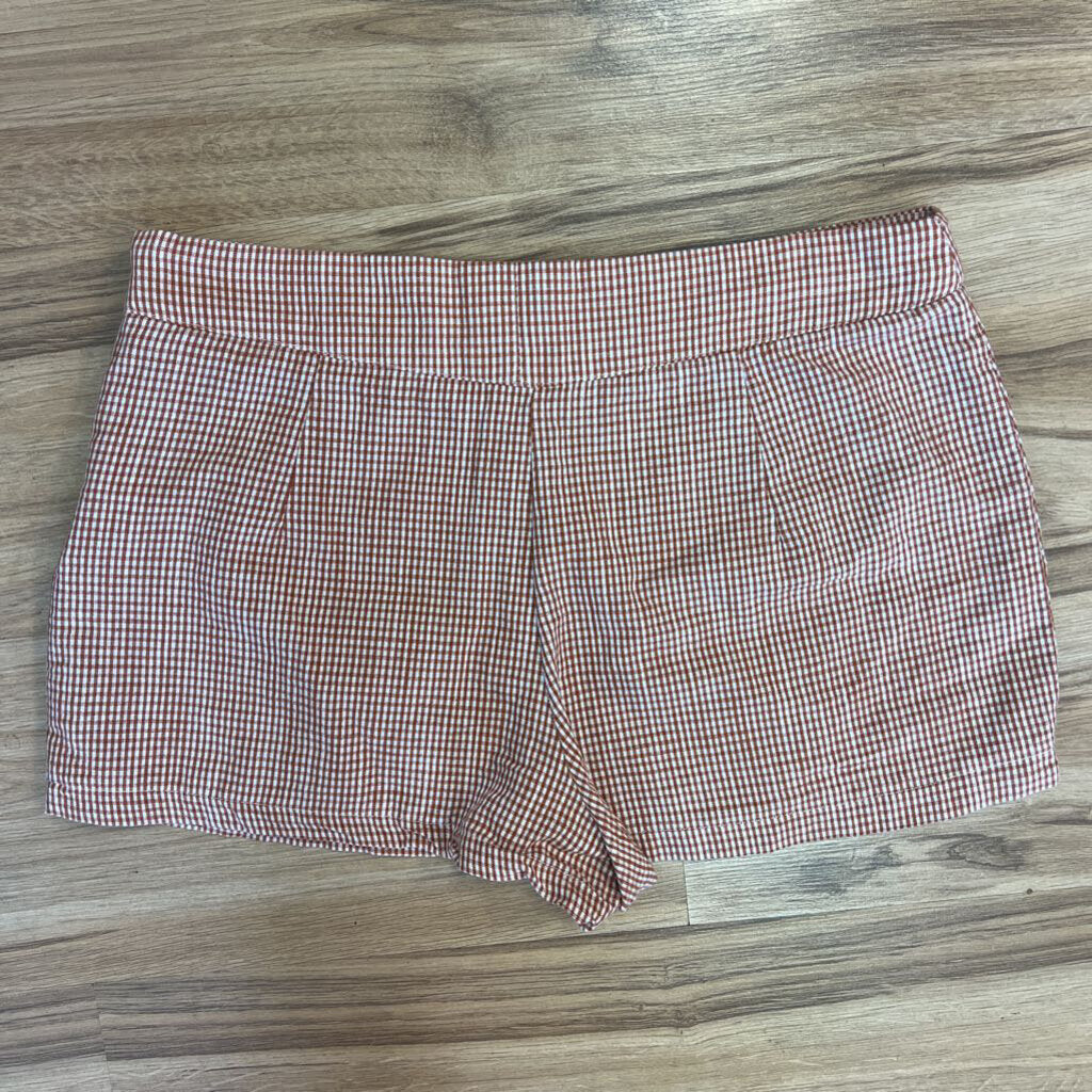 Free People Rust Brown/Cream Plaid Short Skort 8