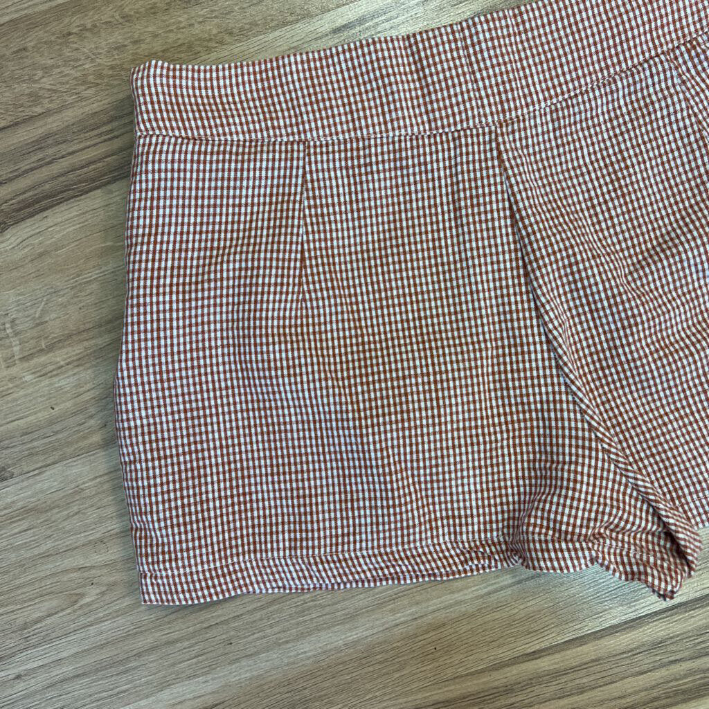 Free People Rust Brown/Cream Plaid Short Skort 8