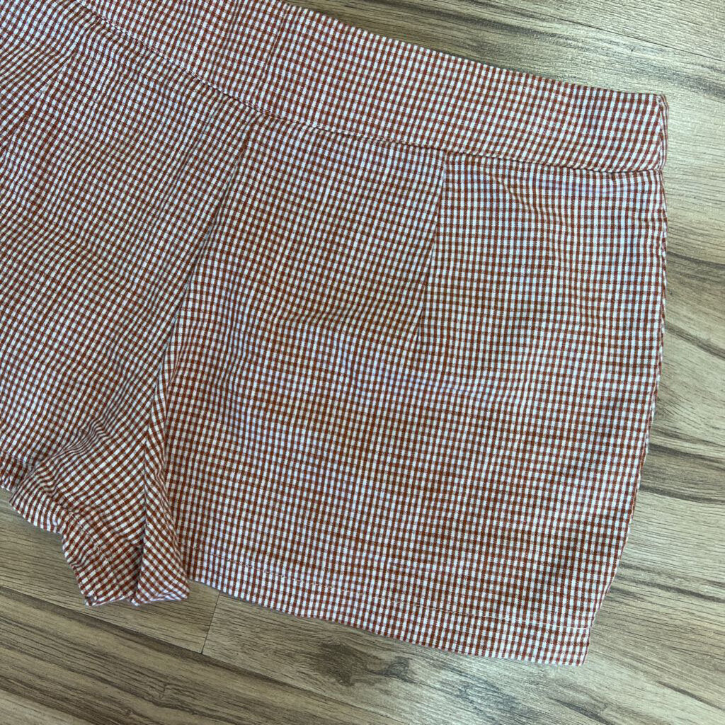 Free People Rust Brown/Cream Plaid Short Skort 8