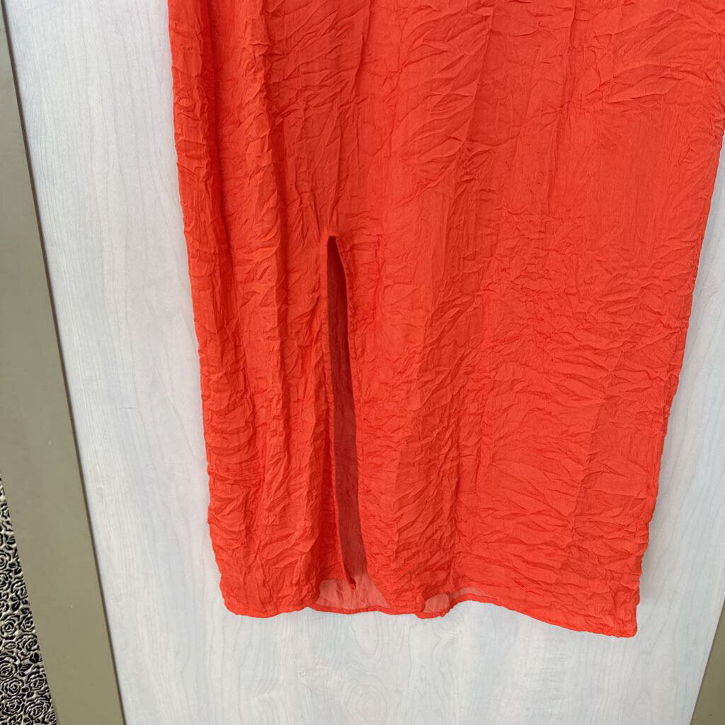 Orange Crinkle Shortsleeve Maxi Small