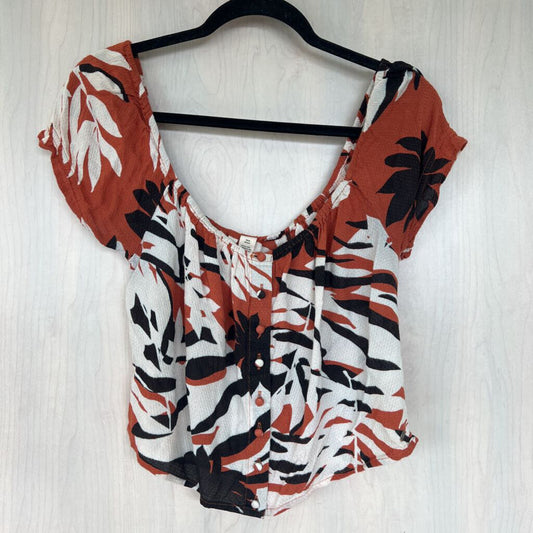 Roxy Orange/Black Capped Sleeve Crop Medium