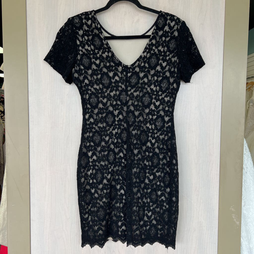 Black Lace Overlay Dress Small