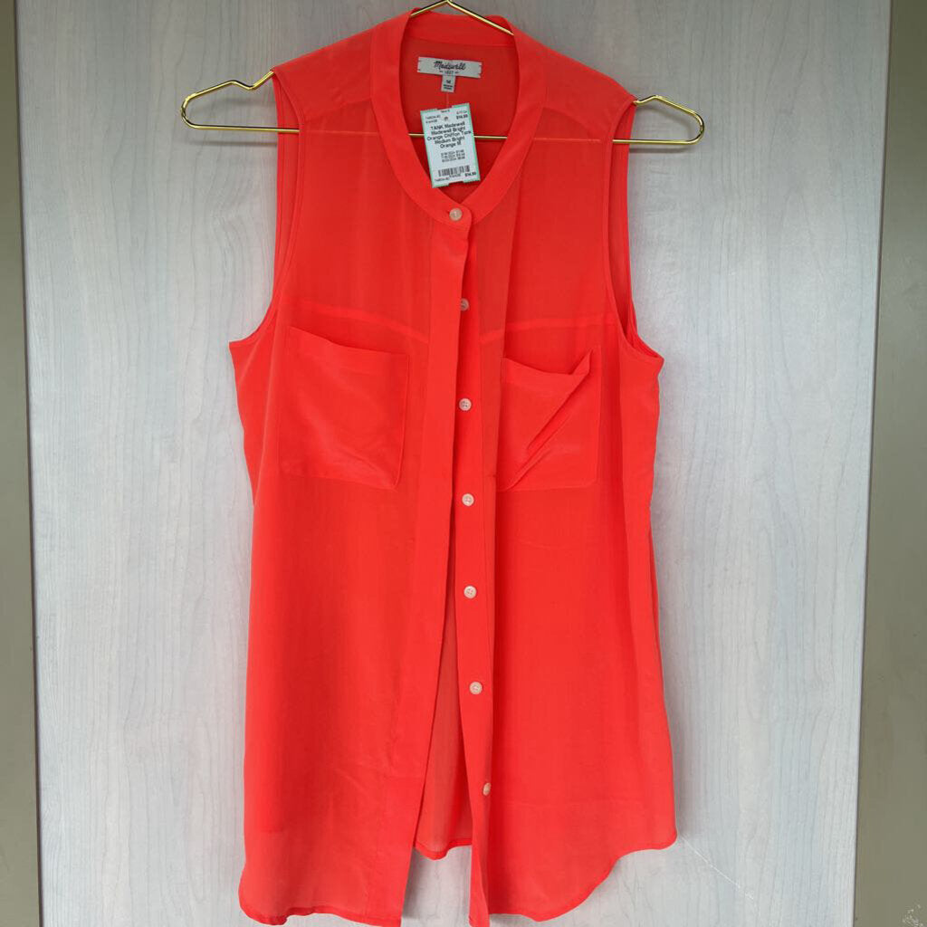 Madewell Bright Orange Chiffon Tank Medium