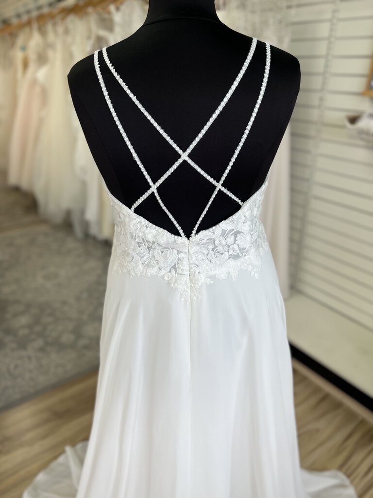 97137 Lace and Chiffon Strappy Back Bridal Gown 26 Ivory