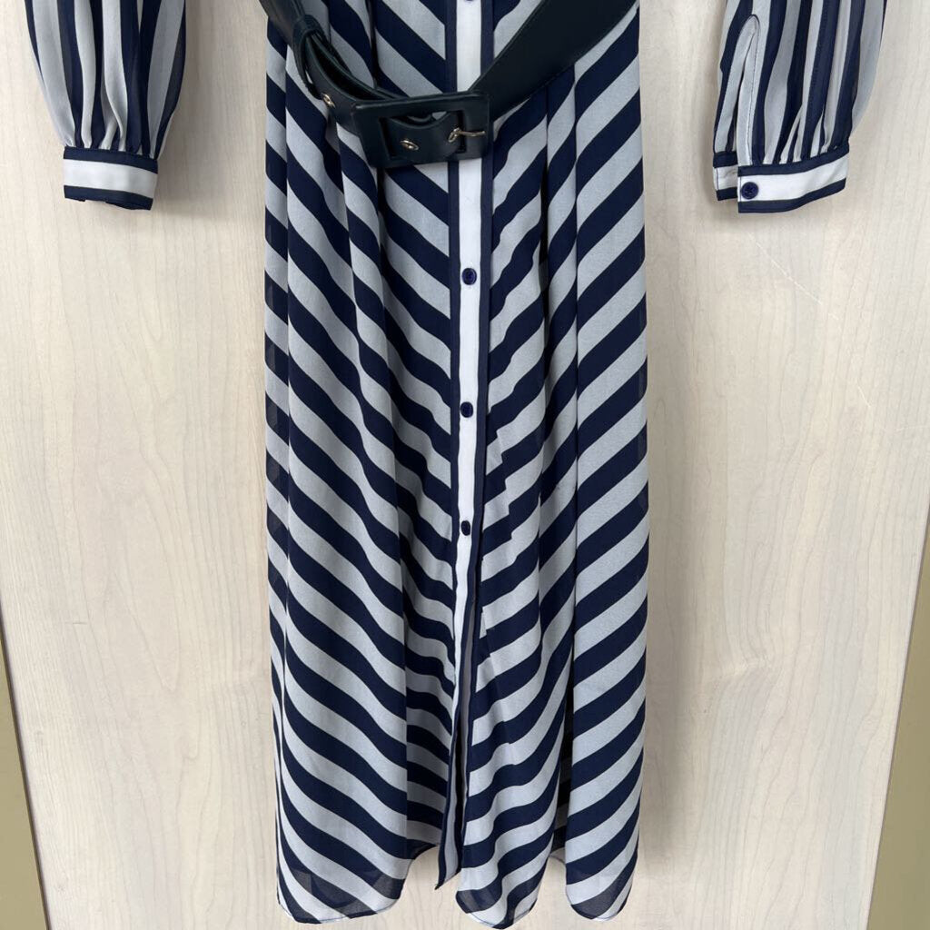 Michael Kors Navy/White Striped Dress Extra Small