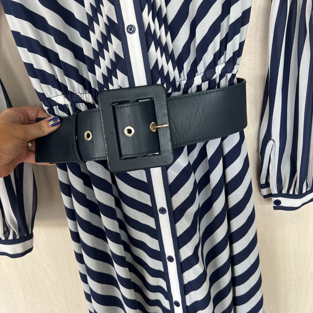 Michael Kors Navy/White Striped Dress Extra Small