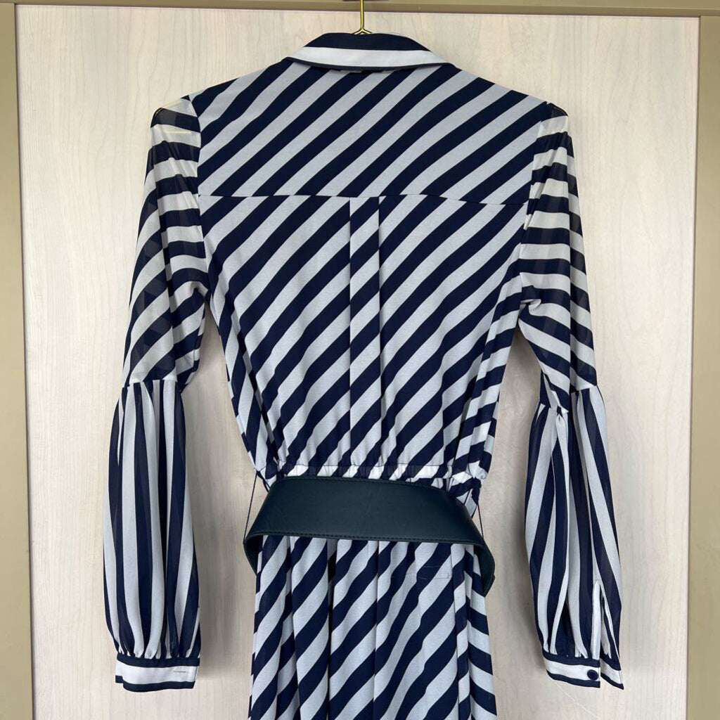 Michael Kors Navy/White Striped Dress Extra Small