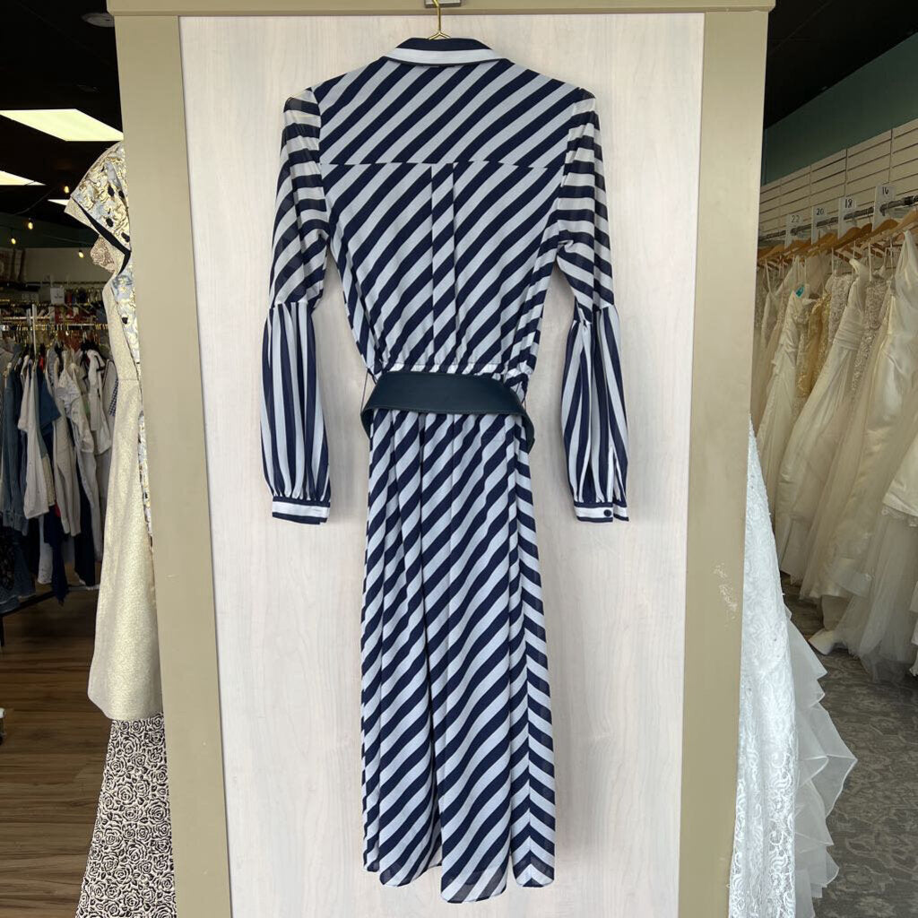 Michael Kors Navy/White Striped Dress Extra Small