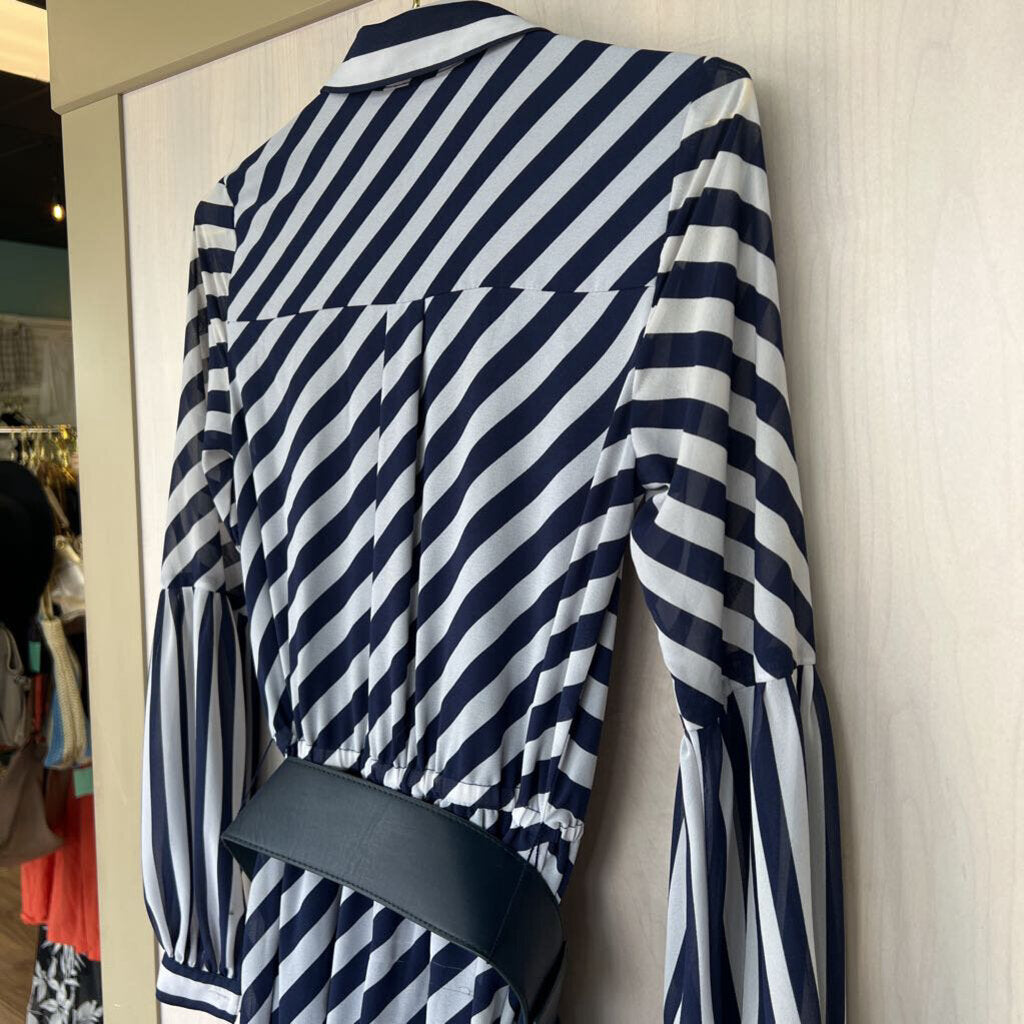 Michael Kors Navy/White Striped Dress Extra Small